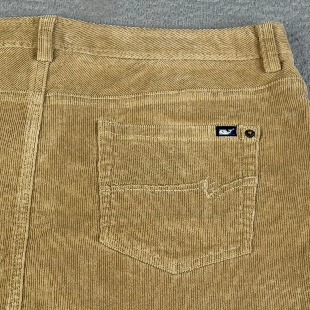 Vineyard Vines Corduroy Skirt 12 Beige Khaki Sand 5 Pocket Zip Fly Stretch